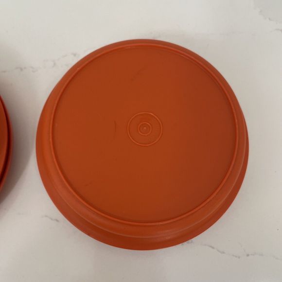 Lot of 2 Vintage Tupperware #1207-44 Orange Seal N Serve Plate N' Bowl Combo - Picture 6 of 9